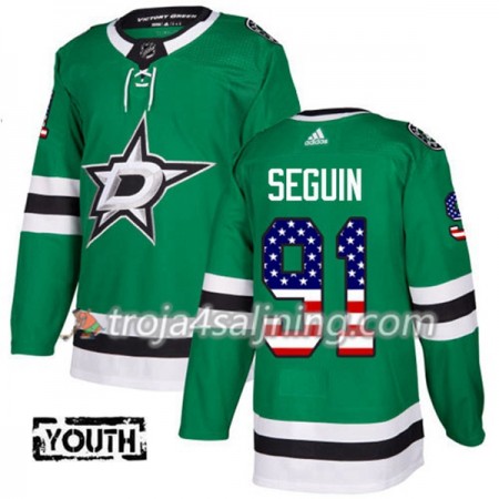 Dallas Stars tröja Tyler Seguin 91 Adidas 2017-2018 Kelly Grön USA Flag Fashion Authentic - NHL Tröjor Barn